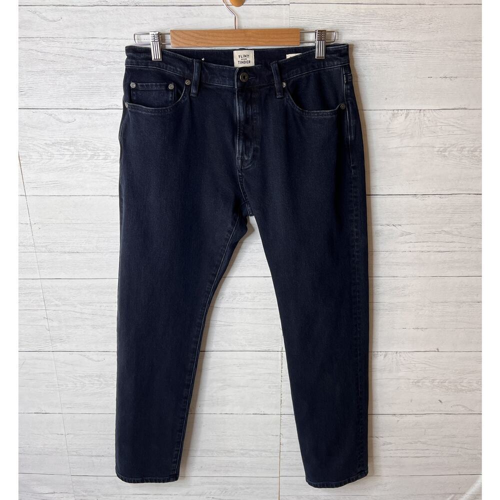 Flint and Tinder Jeans Mens Size 31 X 30 Dark Navy Blue Straight Fit Cotton